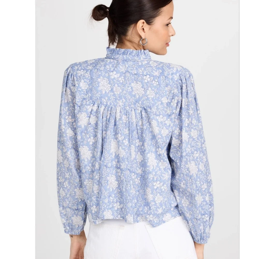 Marea Georgia floral light blue top size S - Picture 3 of 8